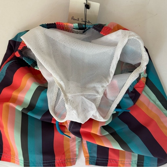 NWT PAUL SMITH Junior “Artist Stripe”Multicolor Striped Swim Shorts Size 6 - Picture 8 of 11